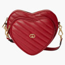 Gucci Interlocking G Mini Heart Shoulder Bag Red