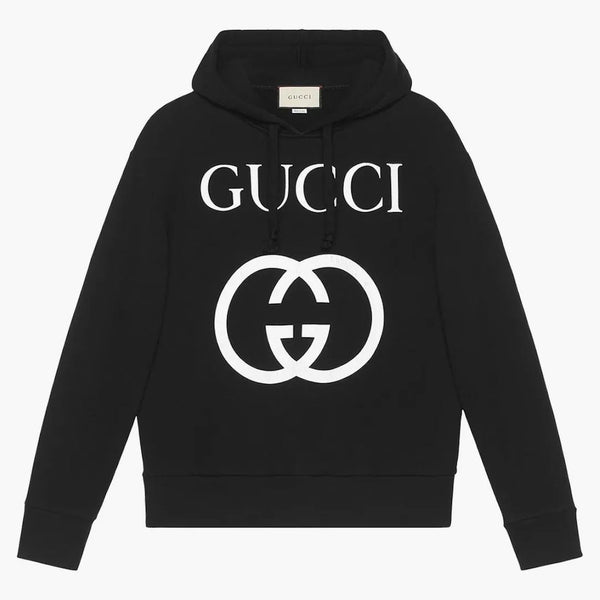 Gucci Interlocking G Oversize Fit Hoodie Black/white