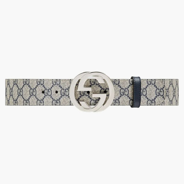 GC Belt della fibbia del palladio Gucci GG Supreme 1,5 "W beige/blu