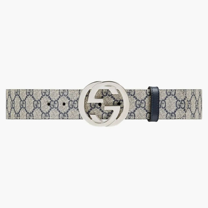 GC Belt della fibbia del palladio Gucci GG Supreme 1,5 "W beige/blu