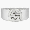 Gucci Interlocking G Ring Textured Outline Silver