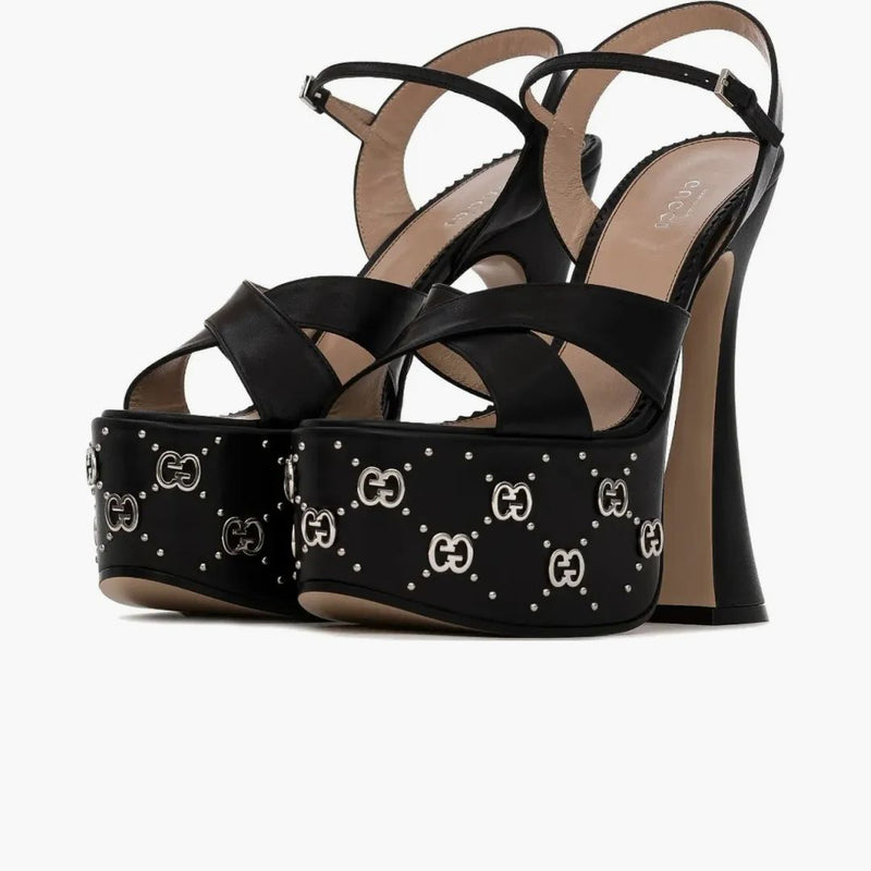 Gucci Interlocking G Studs Sandals Black (Dámské)