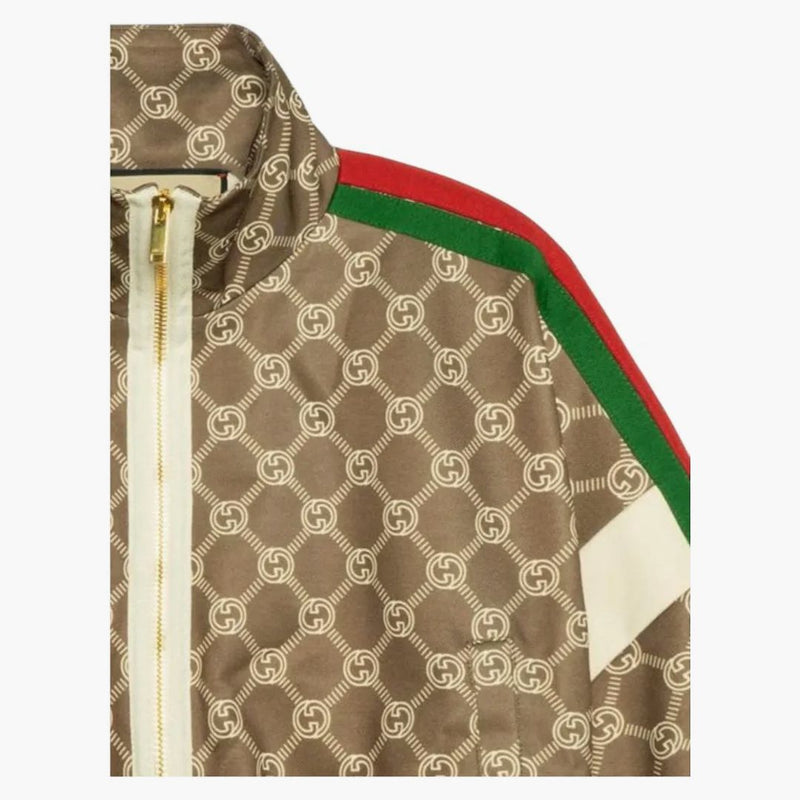 Gucci Interlocking G Zipper Jacket (women's) Olive Green/ivory