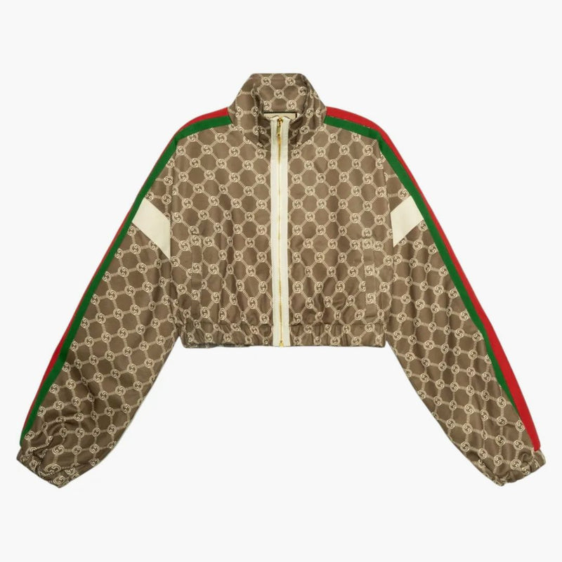 Gucci Interlocking G Zipper Jacket (women's) Olive Green/ivory