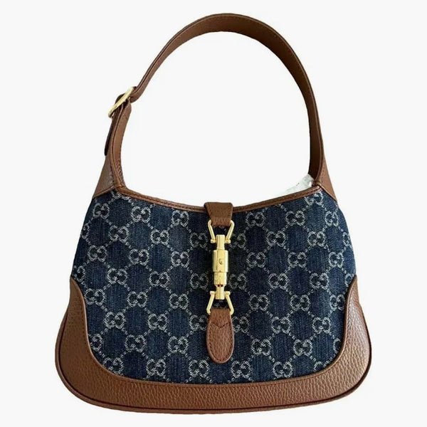 Gucci Jackie 1961 Small Shoulder Bag Gg Denim Blue/ivory