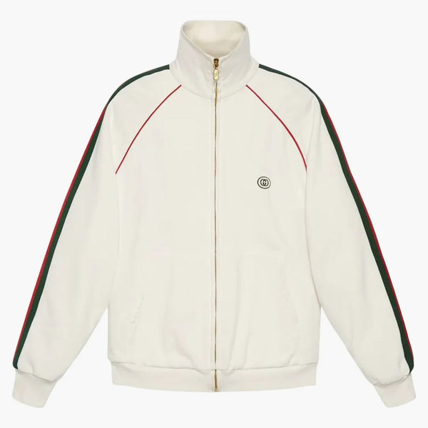 Gucci Jersey Zip-up Sweatshirt med tvättad elfenben