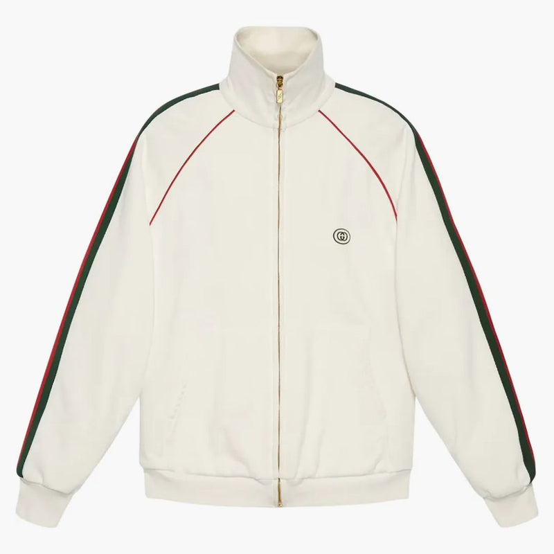 Gucci Jersey Zip-up Sweatshirt med tvättad elfenben