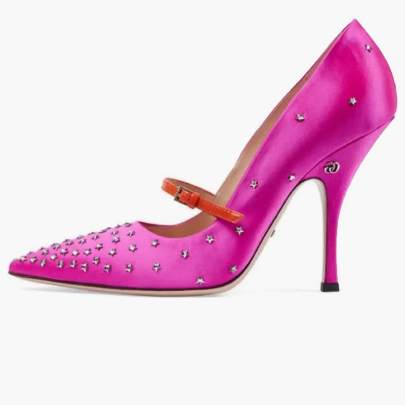 Gucci Jodie Embellished Satin Pumps Fuchsia (women's)