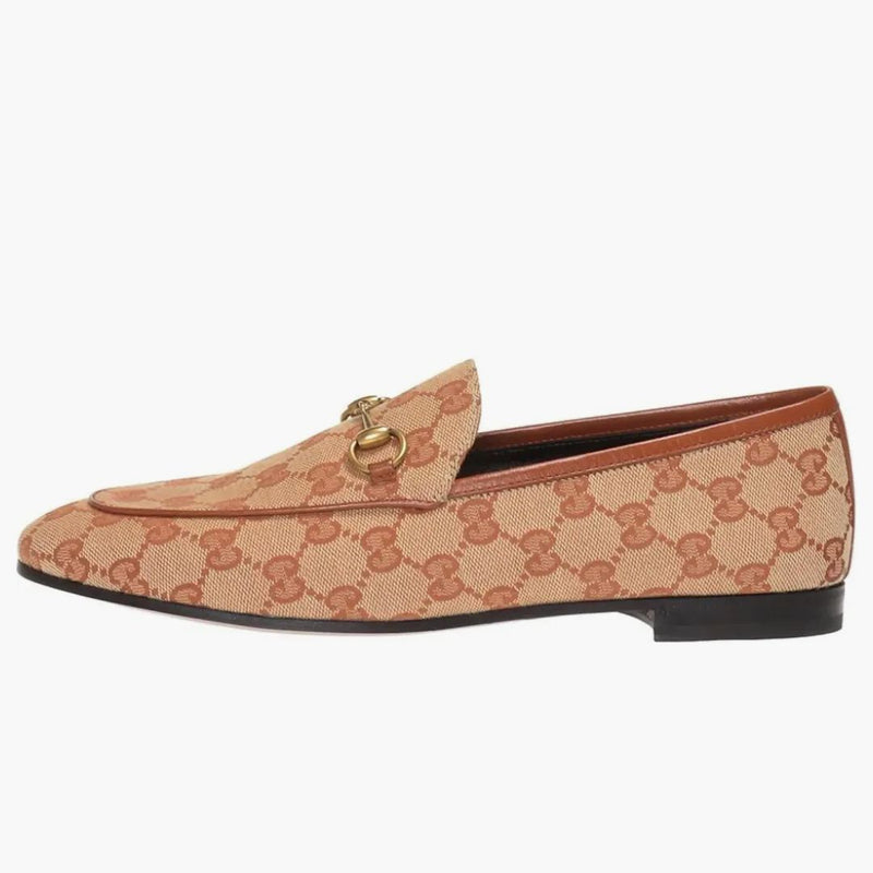 Gucci Jordaan Supreme Canvas Loafers GG Beige Rust (Women's)