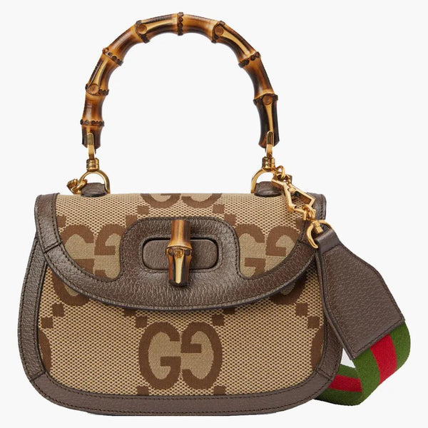 GG taška Gucci Jumbo s bambusem malým velbloudem/ebenem