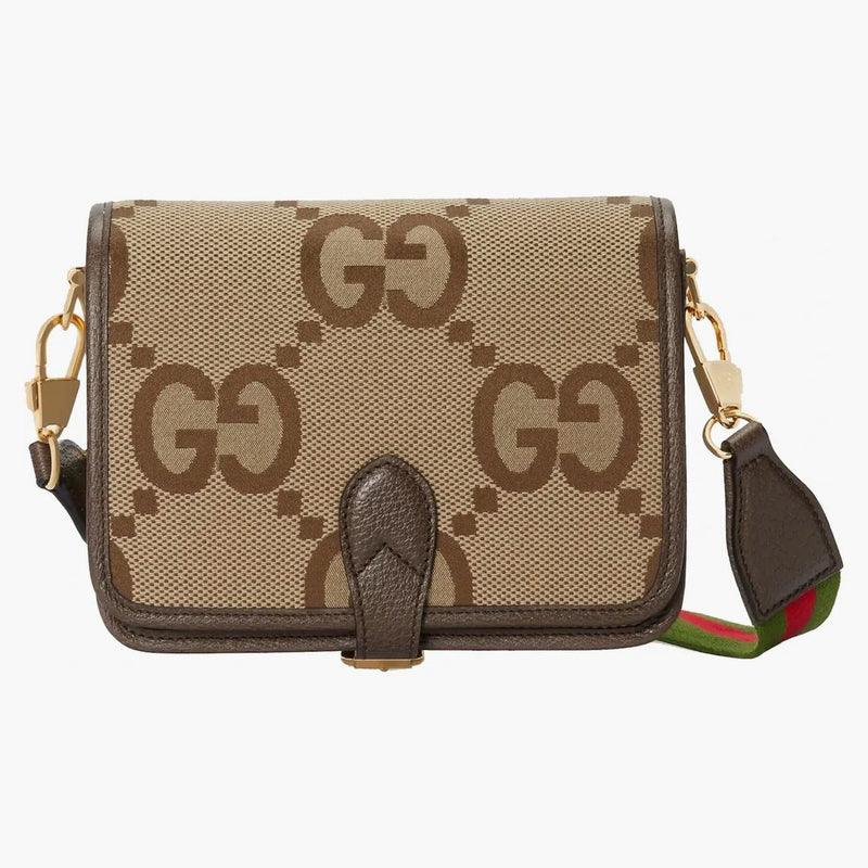 Gucci Jumbo GG Canvas Shoulder Bag Camel/Ebony