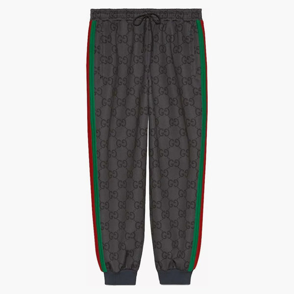 Gucci Jumbo Gg Jogging Pant With Web Grey/dark Grey