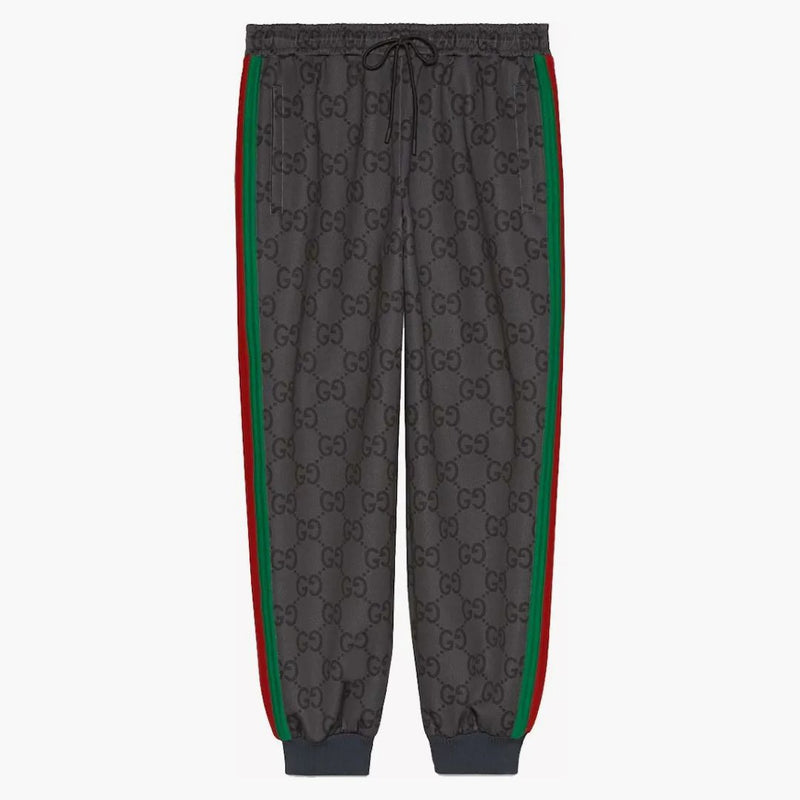 Gucci Jumbo Gg Jogging Pant With Web Grey/dark Grey