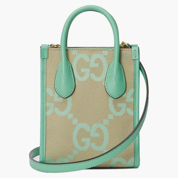 Gucci Jumbo Gg Mini Tote Bag Beige/mint
