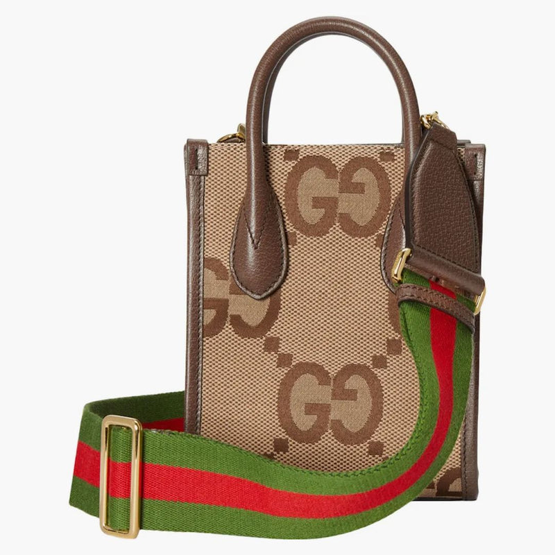 Gucci Jumbo Gg Tote Bag Mini Camel/ebony