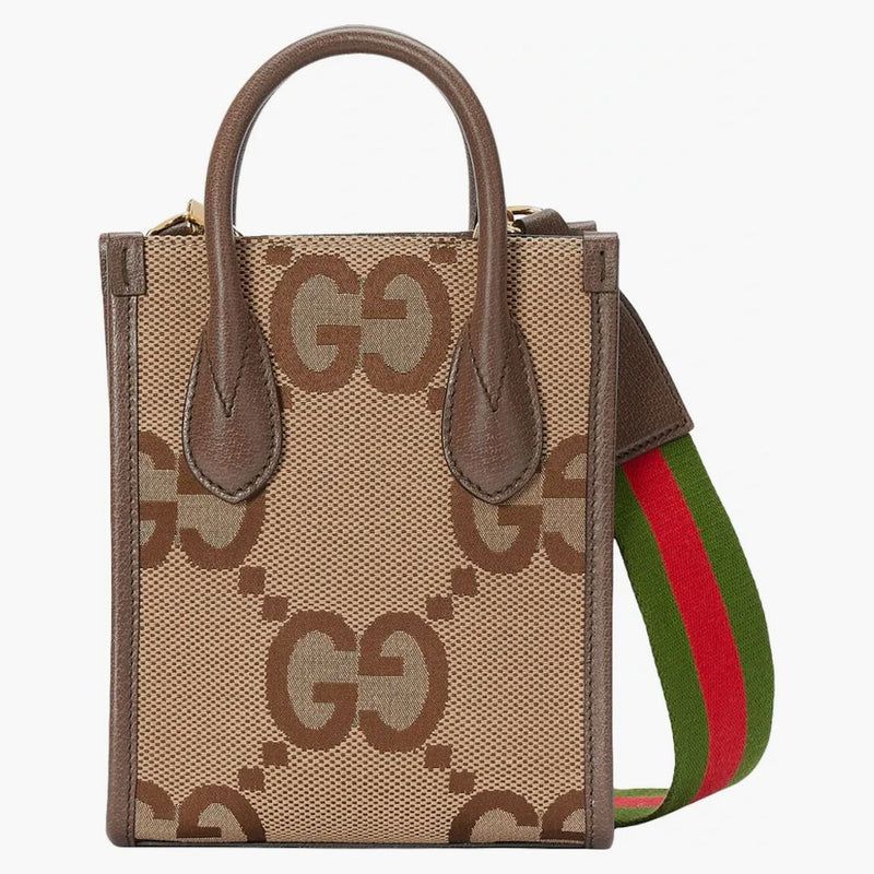Gucci Jumbo Gg Tote Bag Mini Camel/ebony