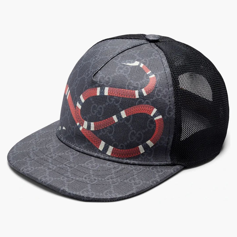 Print Gucci Kingsnake GG Supreme Baseball má černou/šedou