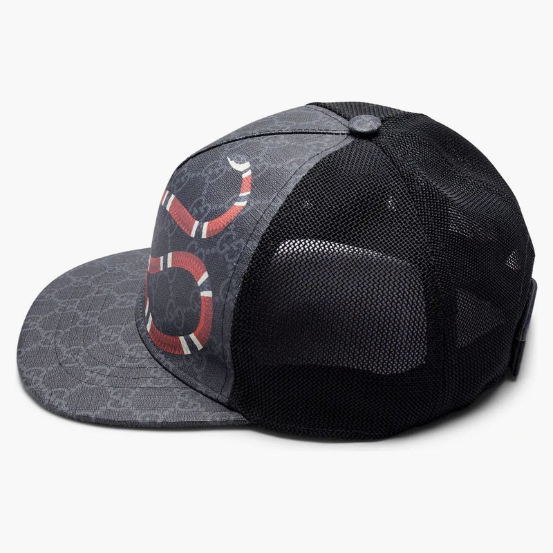 Print Gucci Kingsnake GG Supreme Baseball má černou/šedou