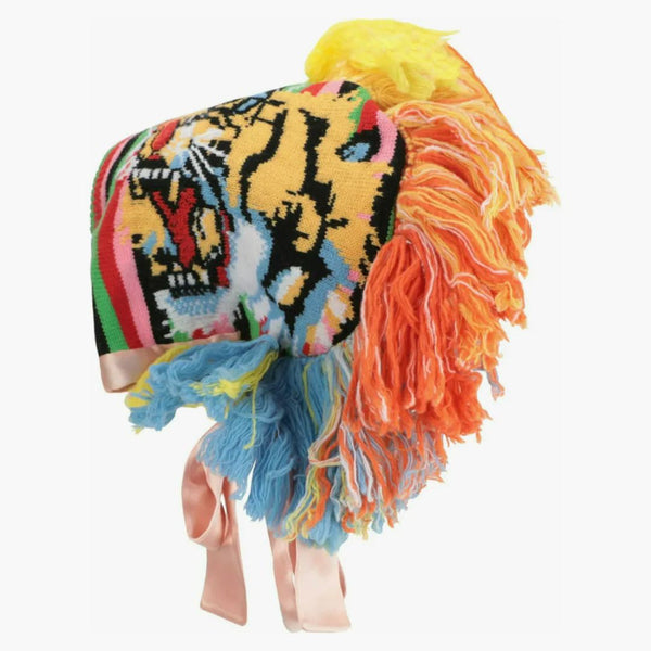 Gucci Sticked Tiger Head Mohawk Beanie Sable Substitute