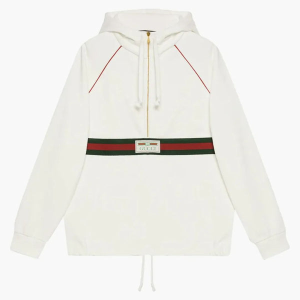 Gucci Label Cotton Canvas Windbreaker Jacket White