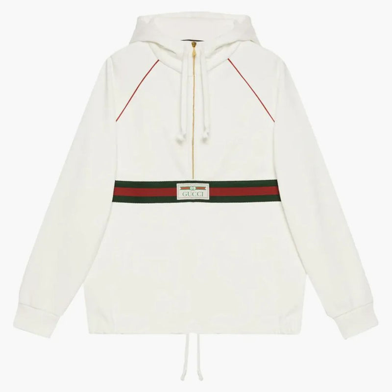 Gucci Label Cotton Canvas Windbreaker Jacket White