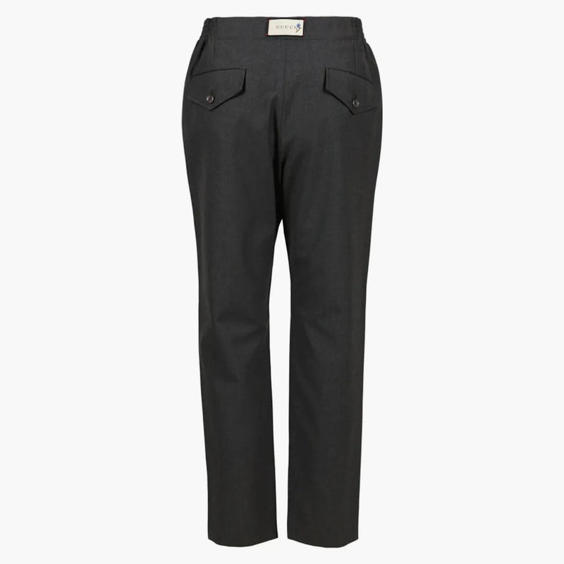 Gucci Label Cotton Poplin kalhoty středně šedé