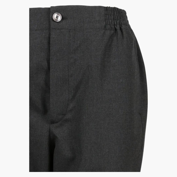 Gucci Label Cotton Poplin Trousers Medium Grey