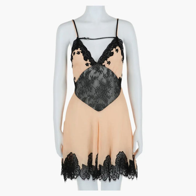 Gucci Lace Slip Lingerie Dress Pink Black