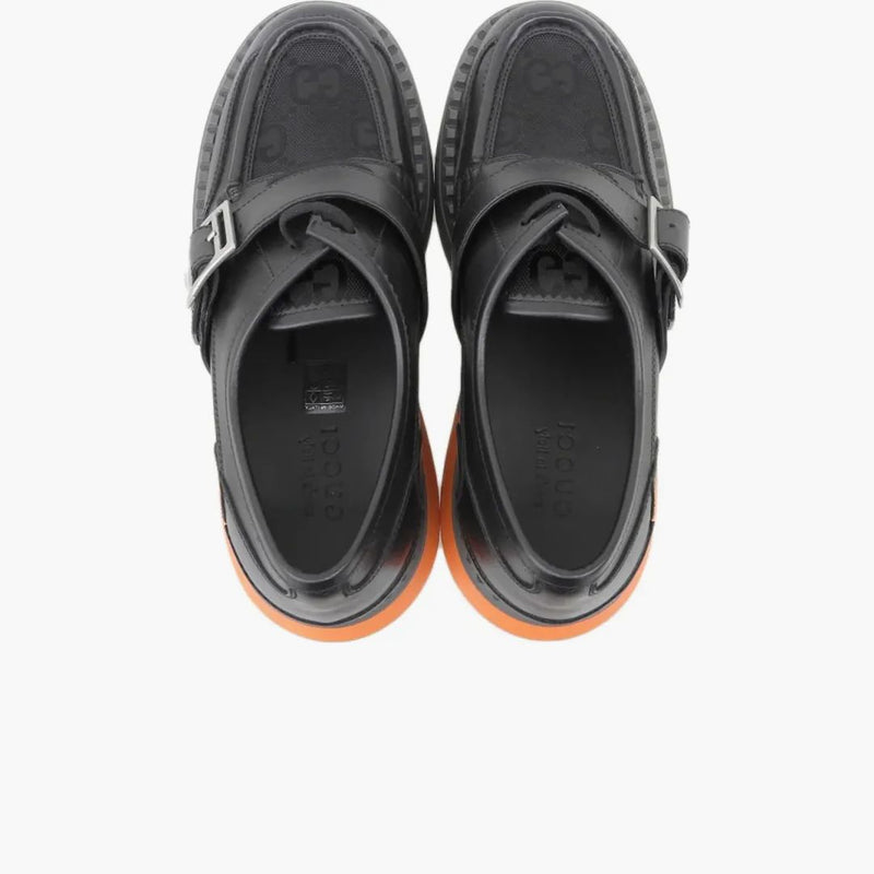 Gucci Lace Up Shoe Buckle Black Orange