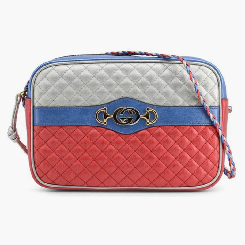 Gucci laminovaný prošívaný crossbody Silver/Red/Blue