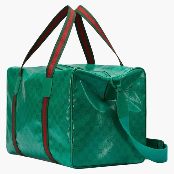 Gucci Large Duffle Bag With Web Green
