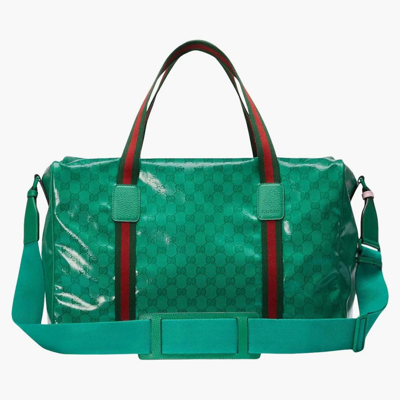 Gucci Large Duffle Bag With Web Green