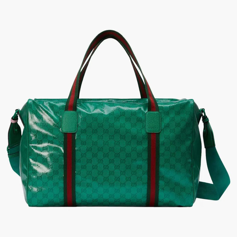 Gucci Large Duffle Bag With Web Green