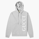 Gucci Large Gucci Logo Popover Hoodie Grey Marl