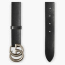 Cintura di pelle Gucci doppia fibbia per palladium 1 W Nero