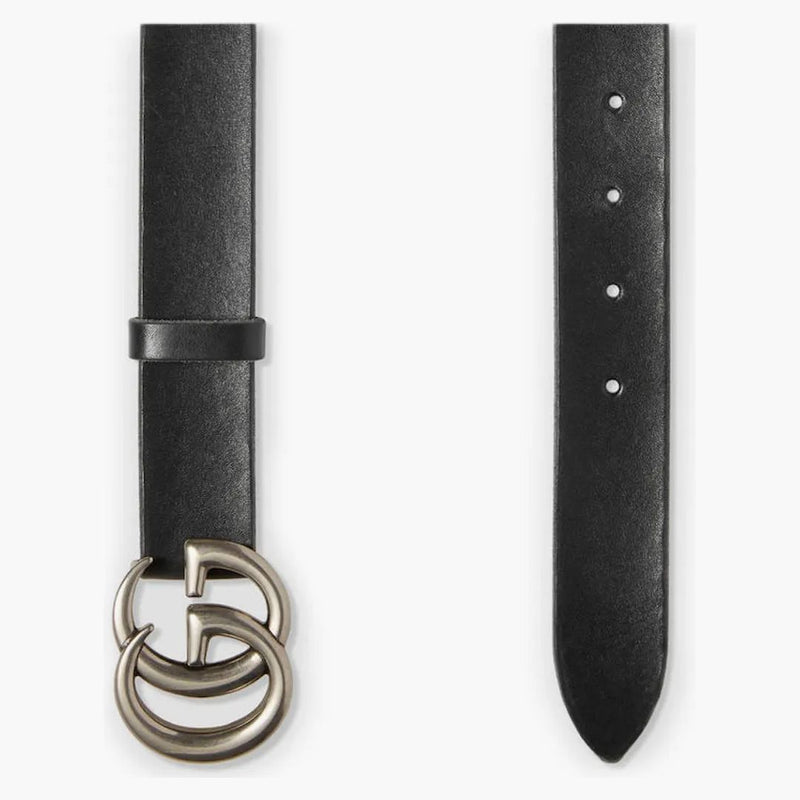 Cintura di pelle Gucci doppia fibbia per palladium 1 W Nero