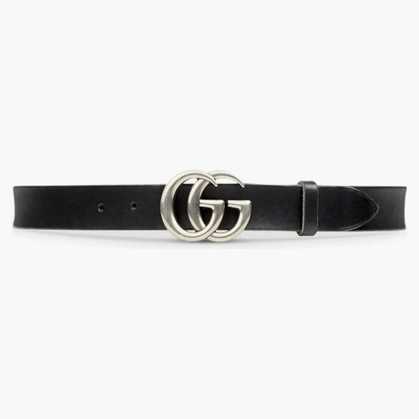 Cintura di pelle Gucci doppia fibbia per palladium 1 W Nero