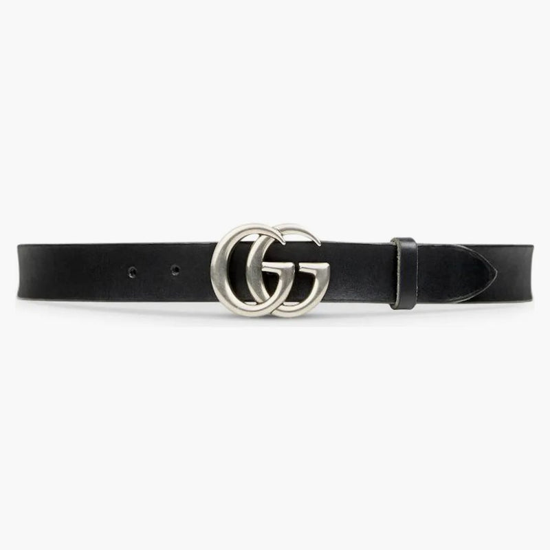 Cintura di pelle Gucci doppia fibbia per palladium 1 W Nero