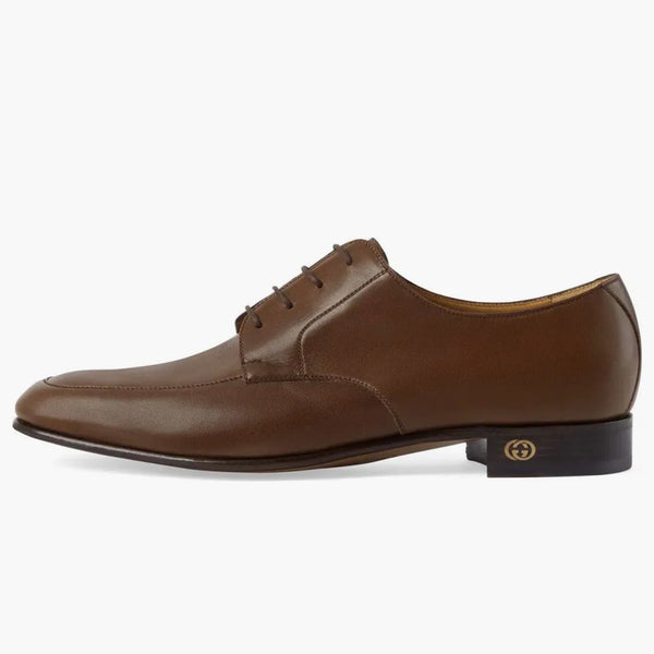 Gucci Leather Lace-Up Shoes Brown