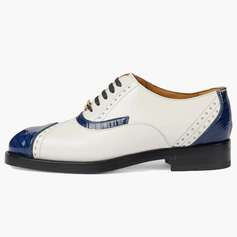 Kožené krajkové boty Gucci White Blue (Dámské)