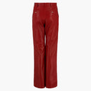 Gucci Leather Pleated Flared Pants Red