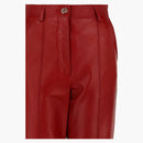 Gucci Leather Pleated Flared Pants Red