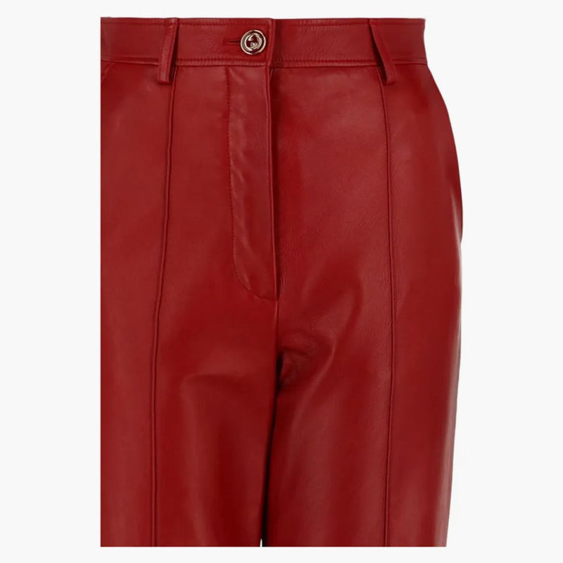 Gucci kůže plisovaná rozšířená kalhoty červená