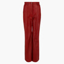 Gucci Leather Pleated Flared Pants Red