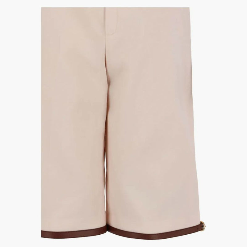 Gucci läder trimmade knälångt shorts beige