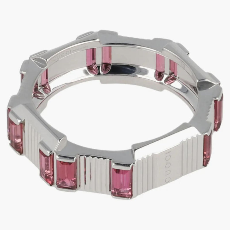 GUCCI Link to Love Rubellite Ring Silver