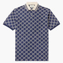 Gucci logo-embroidered cotton blend polo navy