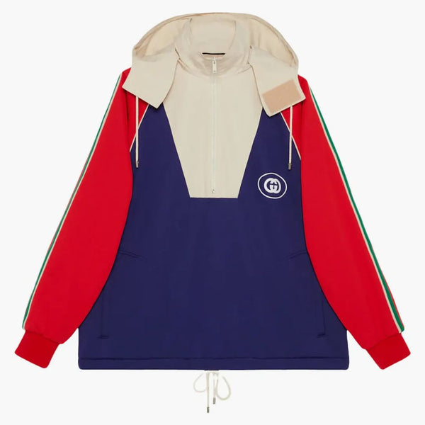 Gucci Logo Half Zip Jacket Blue Red White