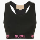 Gucci logo jacquard crop top black pink