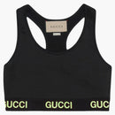 Gucci Logo Jacquard Crop Top Black Yellow